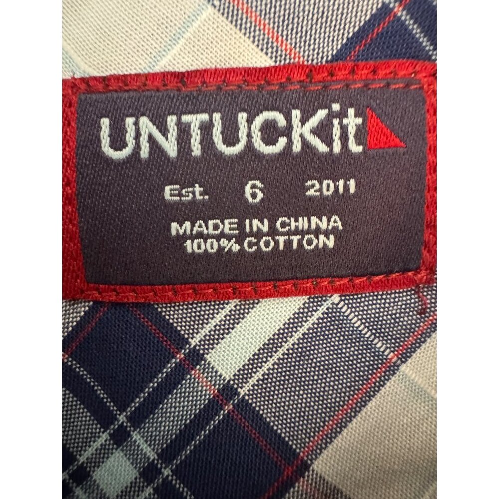 2/$30 NWT Untuckit Size 6 Women’s Sorbo Blue & White Plaid Long-Sleeved - Picture 3 of 15